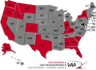 VAA REGIONAL AND 50 STATE DIVISIONS | US MAP